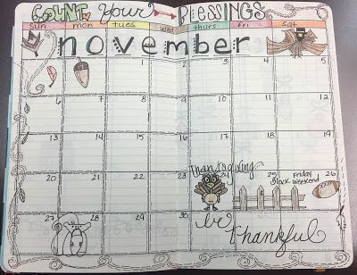 My Bullet Journal for the month of November